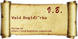 Vald Boglárka névjegykártya